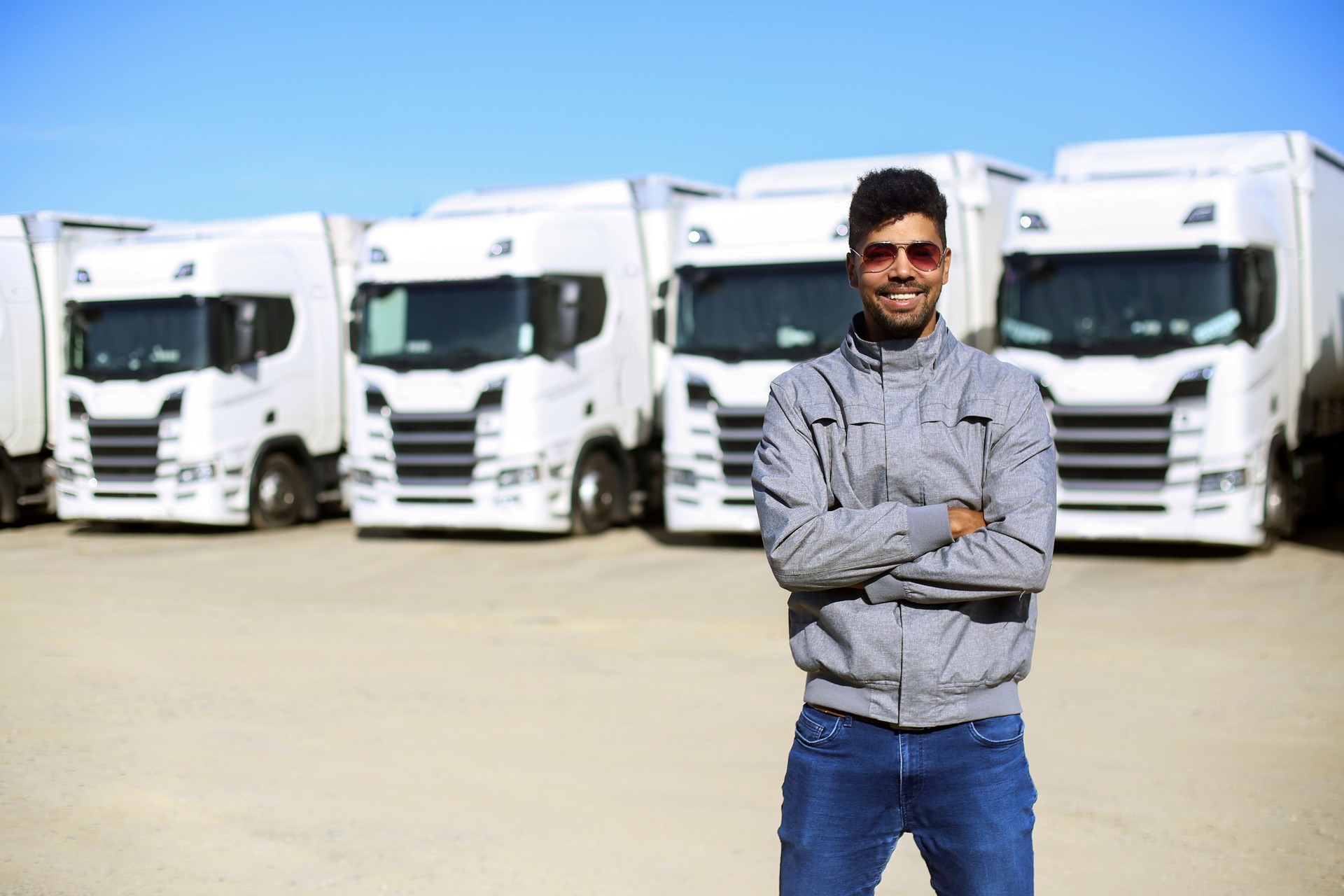 Truck driver on a parking lot